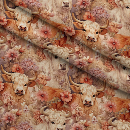Blooming Bovines Pattern 15 Minky Fabric