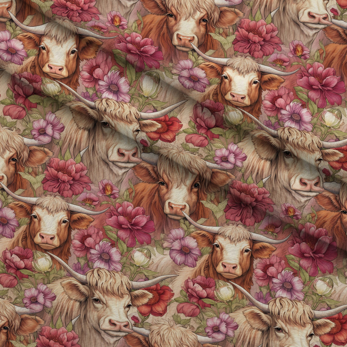 Blooming Bovines Pattern 19 Minky Fabric