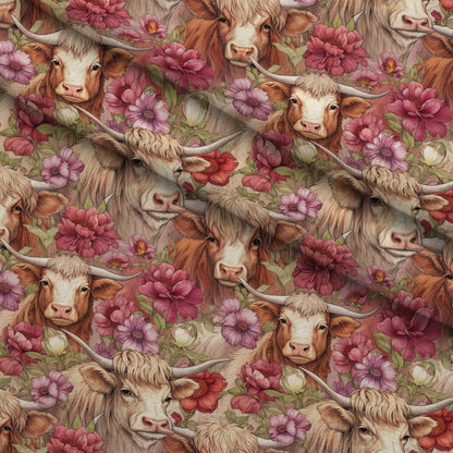 Blooming Bovines Pattern 19 Minky Fabric