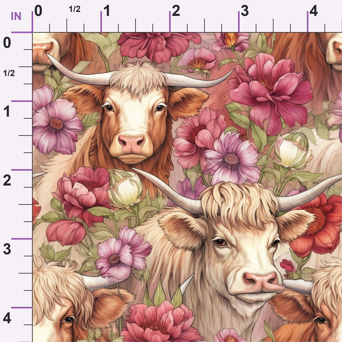 Blooming Bovines Pattern 19 Minky Fabric