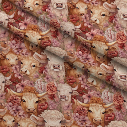 Blooming Bovines Pattern 2 Minky Fabric