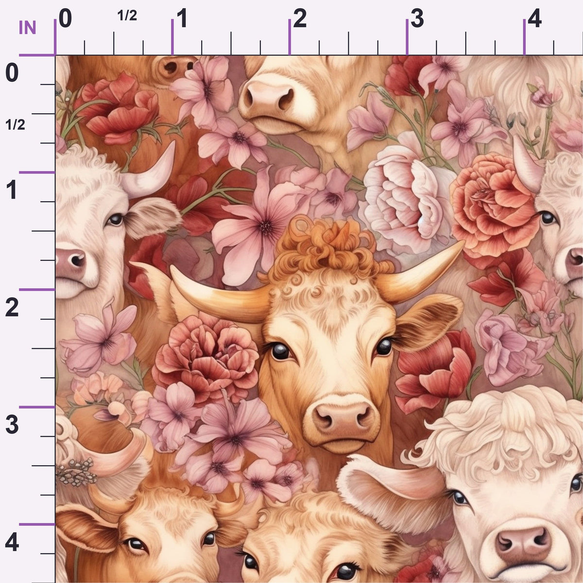 Blooming Bovines Pattern 2 Minky Fabric