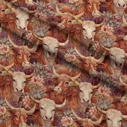 Blooming Bovines Pattern 3 Minky Fabric