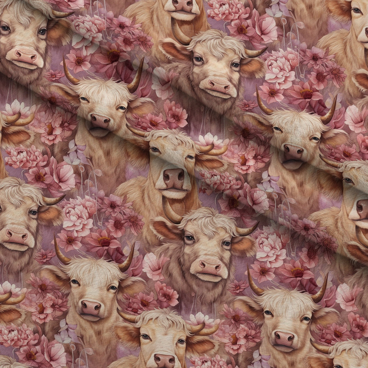 Blooming Bovines Pattern 6 Minky Fabric