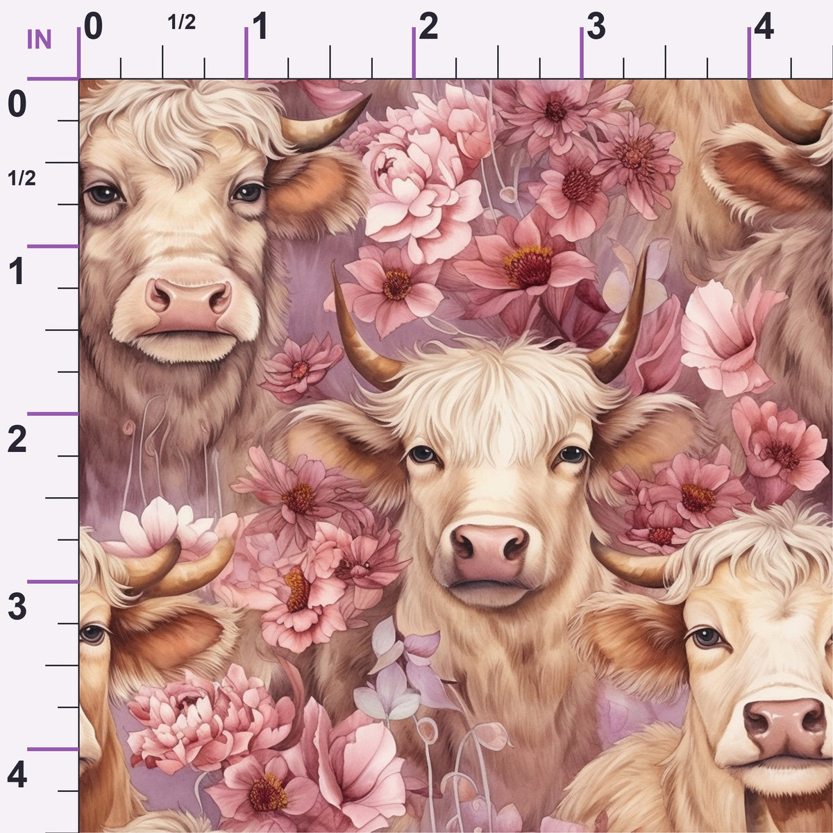 Blooming Bovines Pattern 6 Minky Fabric
