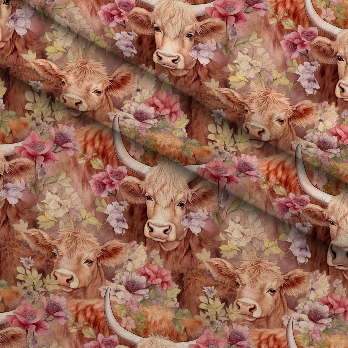 Blooming Bovines Pattern 7 Minky Fabric