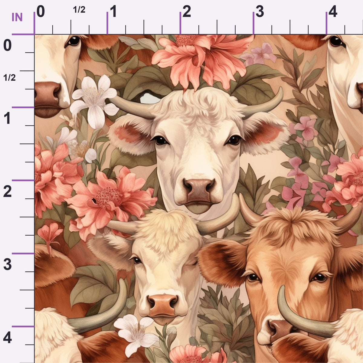 Blooming Bovines Pattern 8 Minky Fabric