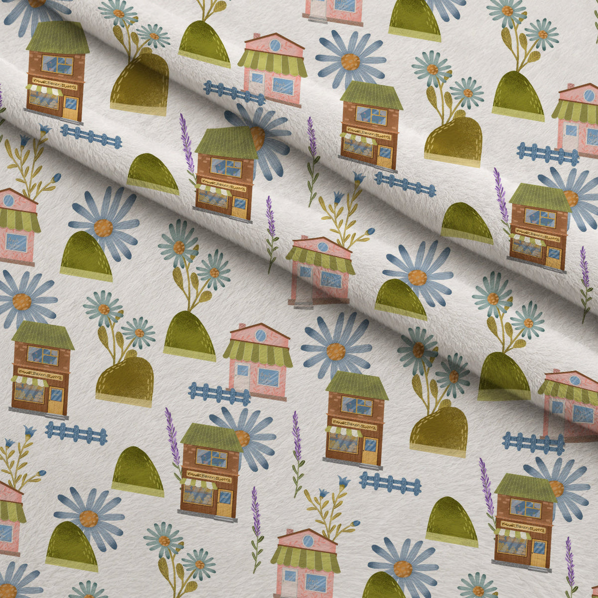 Blossom Village Pattern 1 Minky Fabric