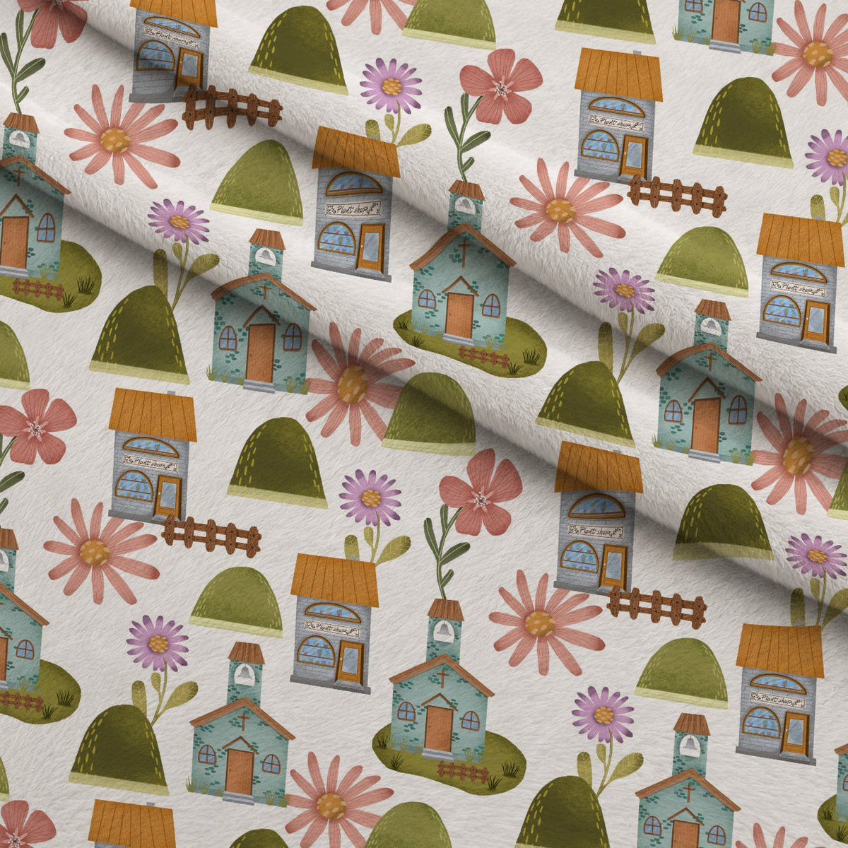 Blossom Village Pattern 2 Minky Fabric