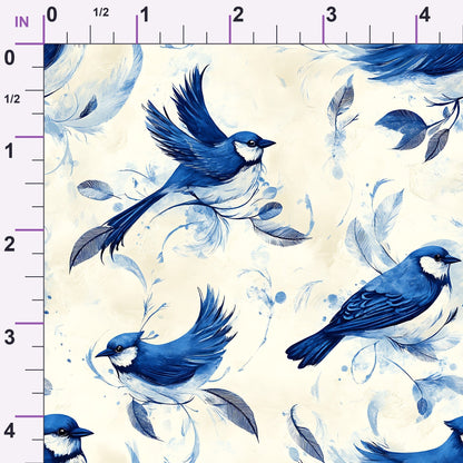 Blue Jay Feather Trails Pattern 17 Minky Fabric