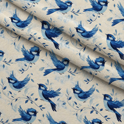 Blue Jay Feather Trails Pattern 18 Minky Fabric