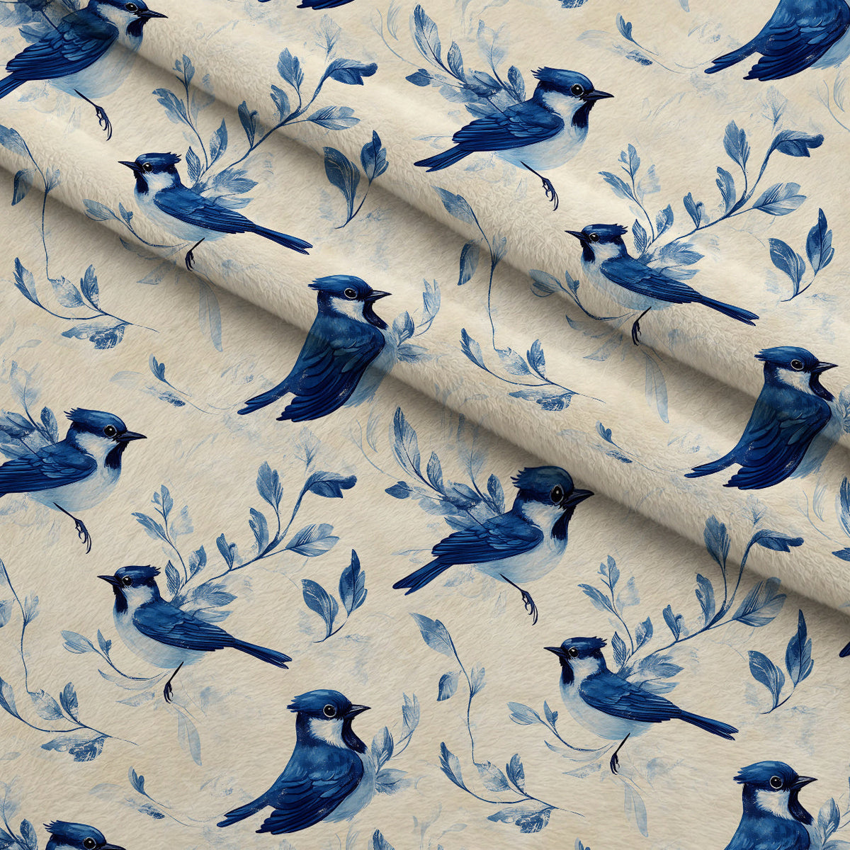 Blue Jay Feather Trails Pattern 19 Minky Fabric