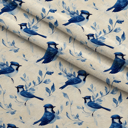 Blue Jay Feather Trails Pattern 19 Minky Fabric