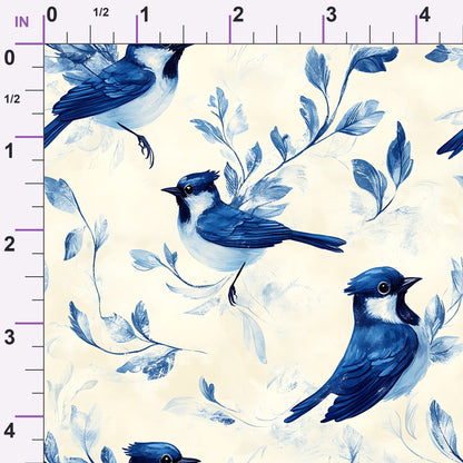 Blue Jay Feather Trails Pattern 19 Minky Fabric