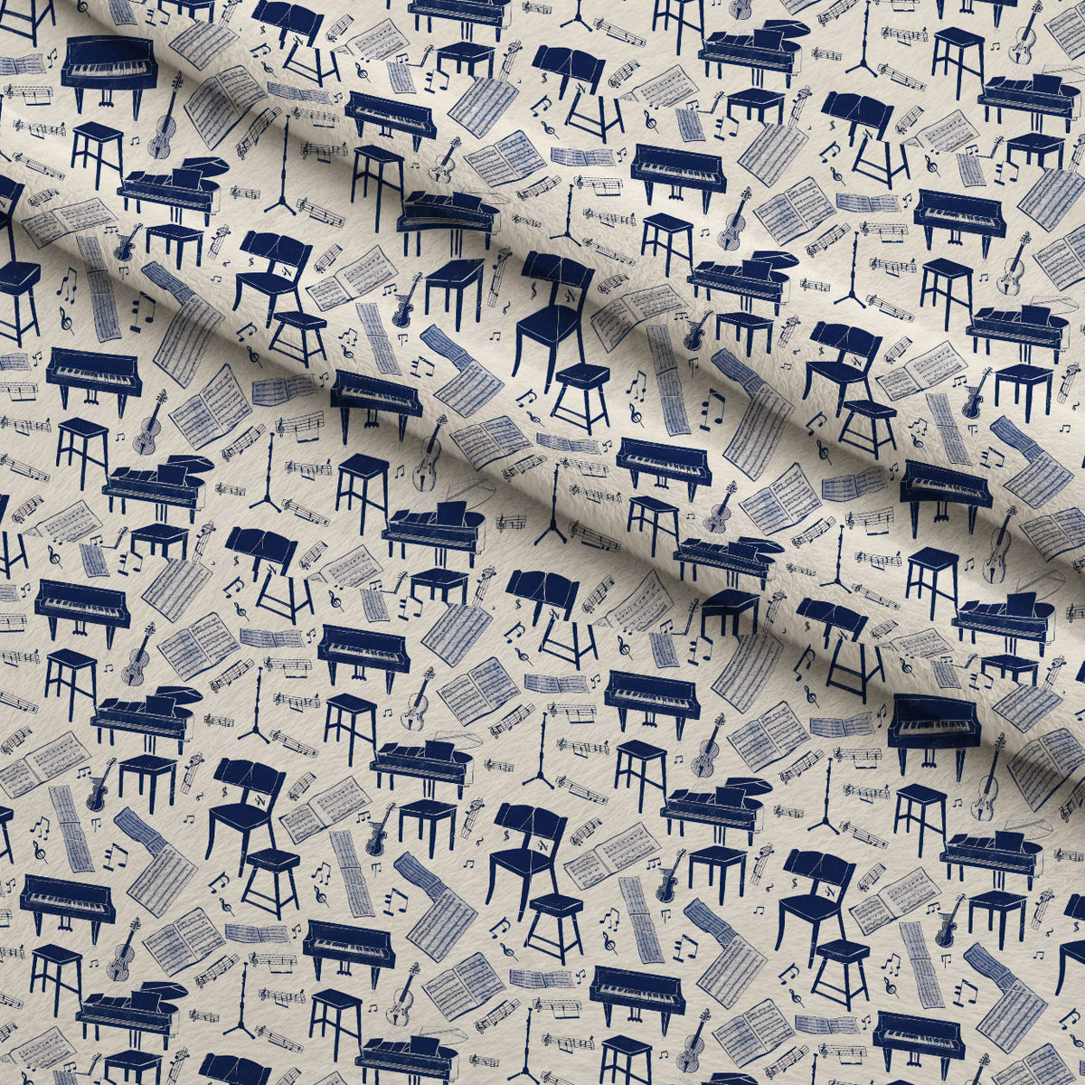 Blue Music Class Minky Fabric