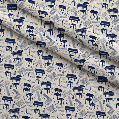 Blue Music Class Minky Fabric