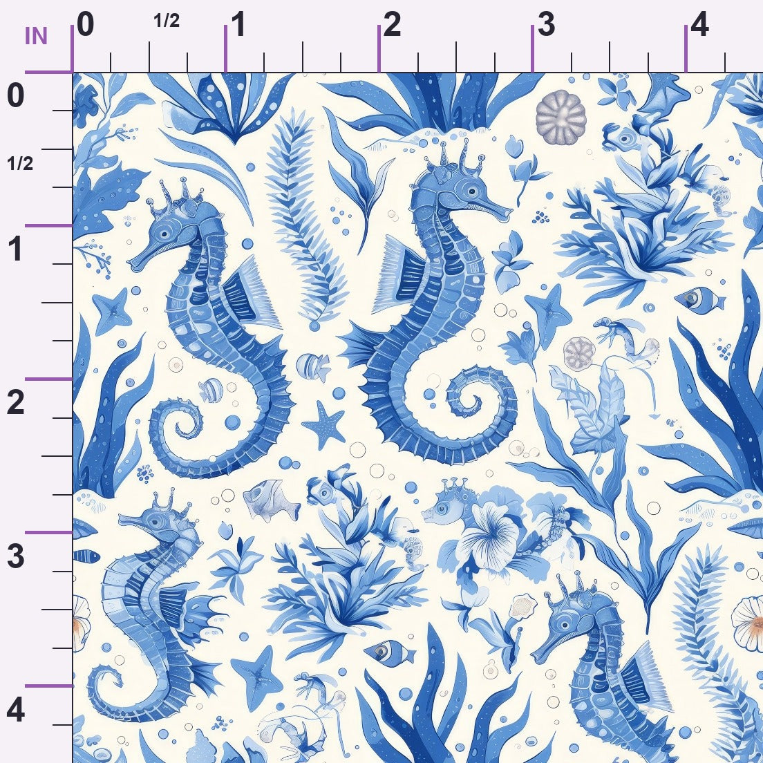 Blue Seahorses Minky Fabric
