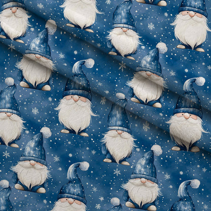 Blue Winter Gnomes Minky Fabric