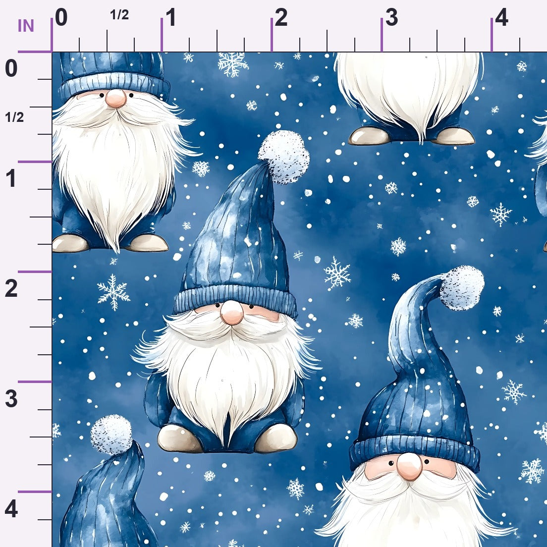Blue Winter Gnomes Minky Fabric