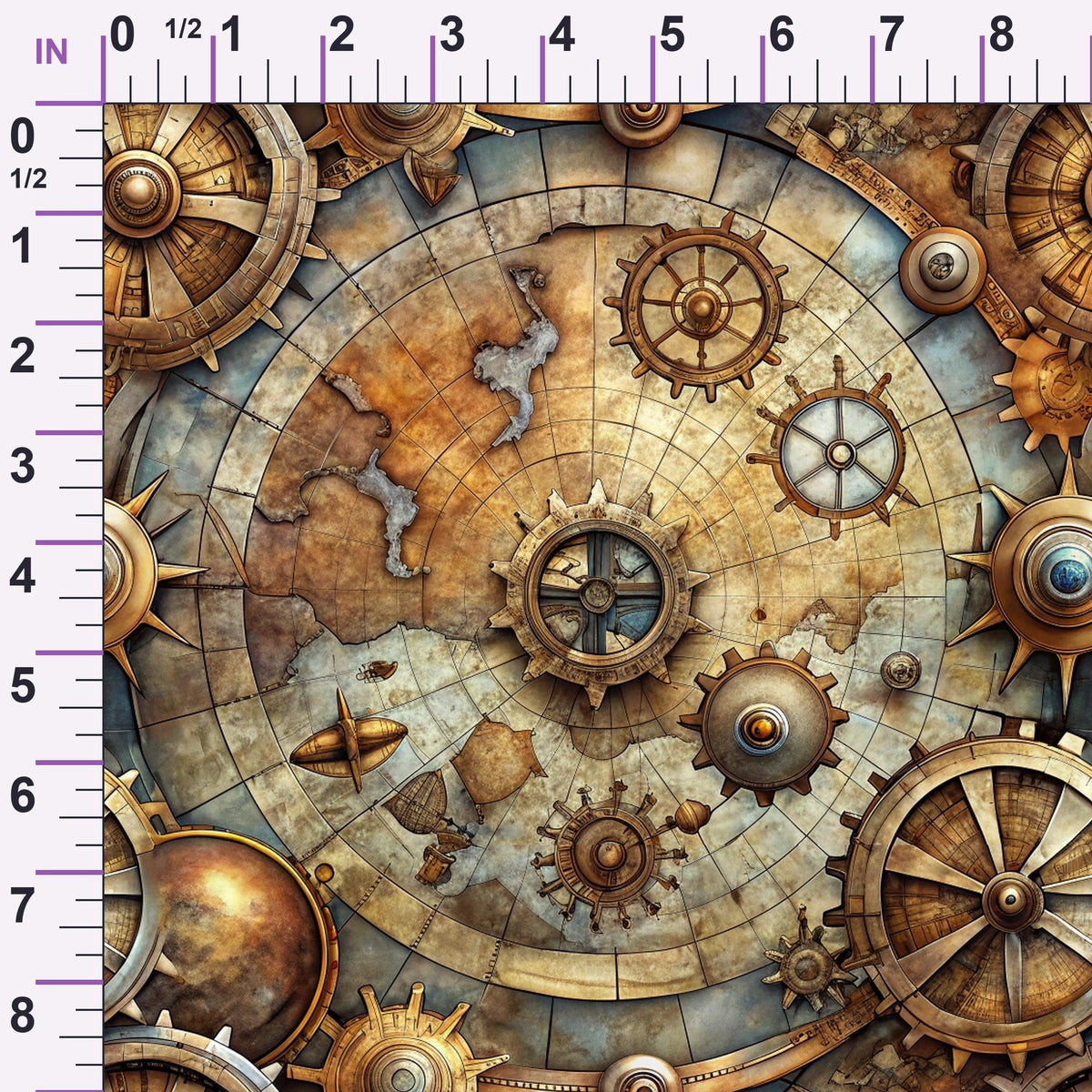 Brass Atlas Pattern 1 Minky Fabric