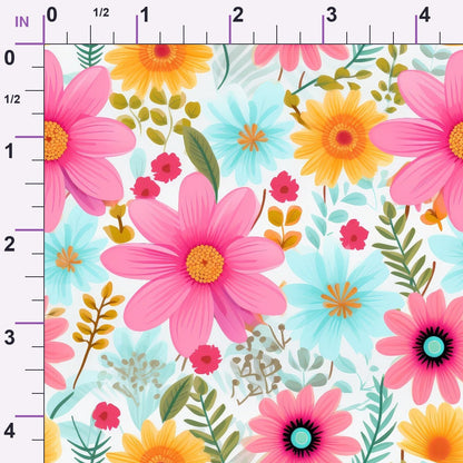 Bright Summer Blooming Flowers 1 Minky Fabric