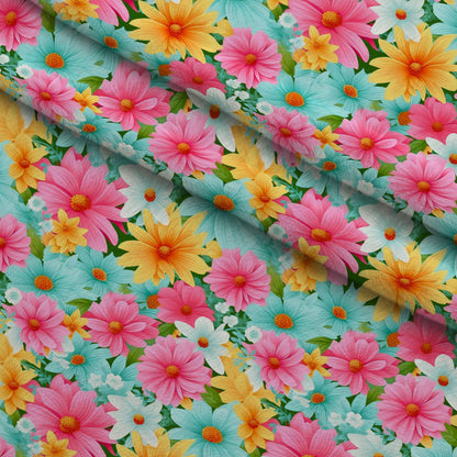 Bright Summer Blooming Flowers 10 Minky Fabric