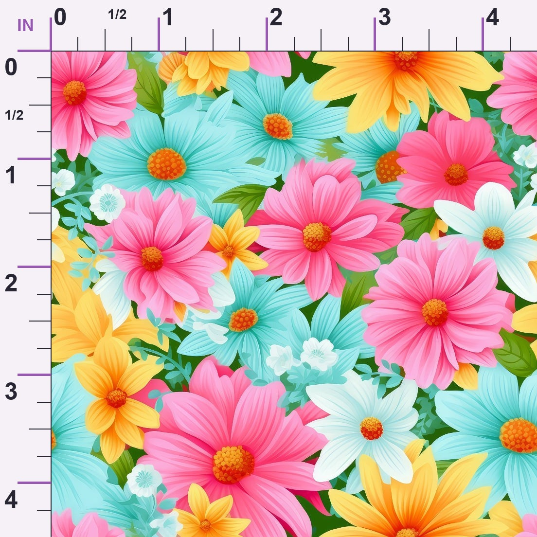 Bright Summer Blooming Flowers 10 Minky Fabric