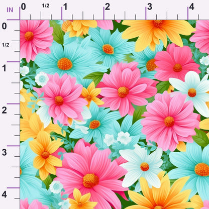 Bright Summer Blooming Flowers 10 Minky Fabric