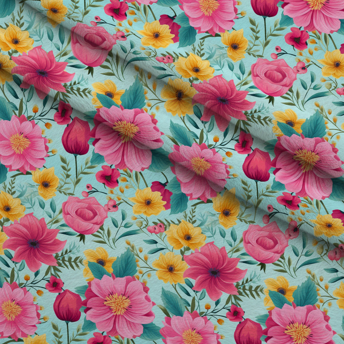 Bright Summer Blooming Flowers 11 Minky Fabric