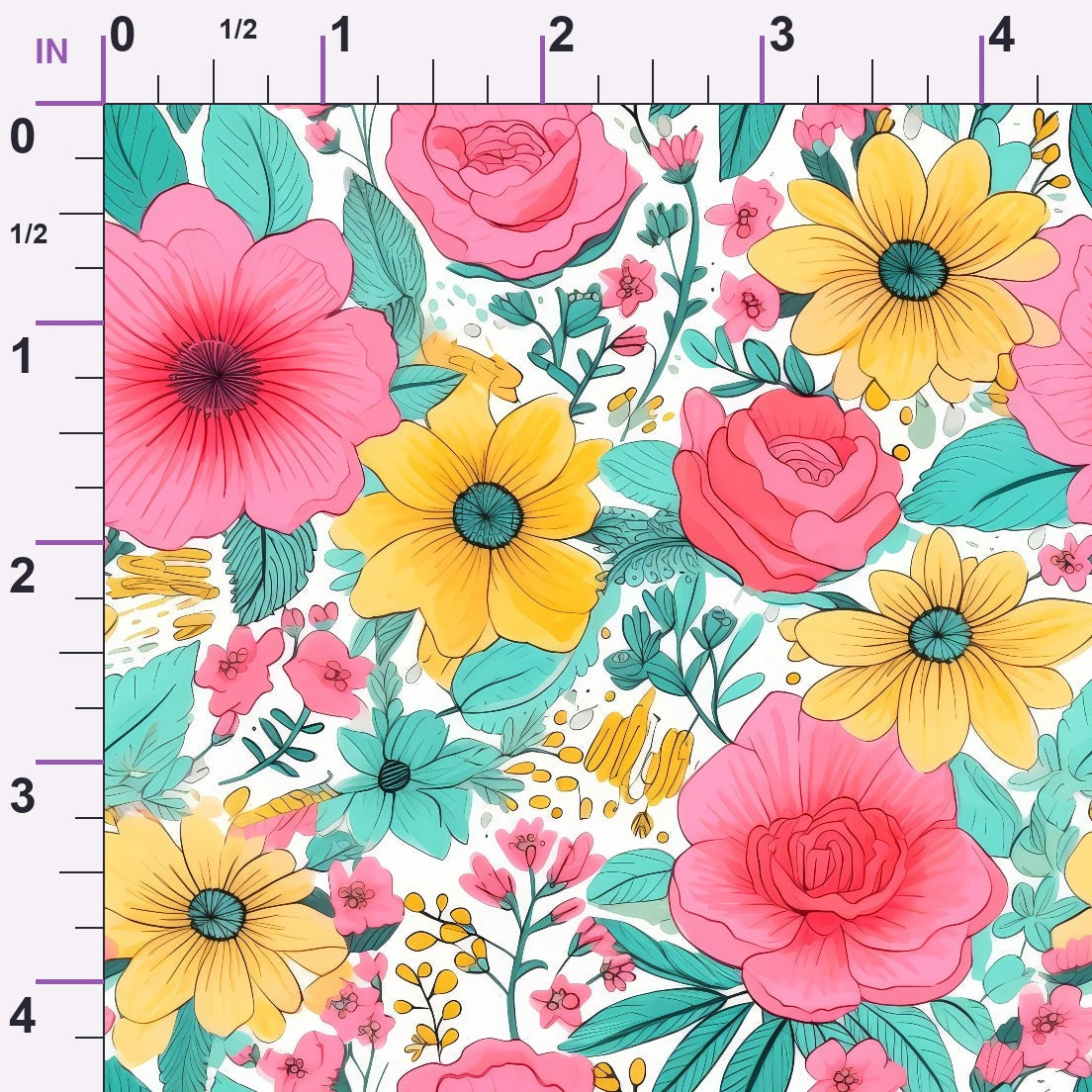 Bright Summer Blooming Flowers 12 Minky Fabric