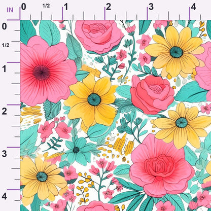 Bright Summer Blooming Flowers 12 Minky Fabric
