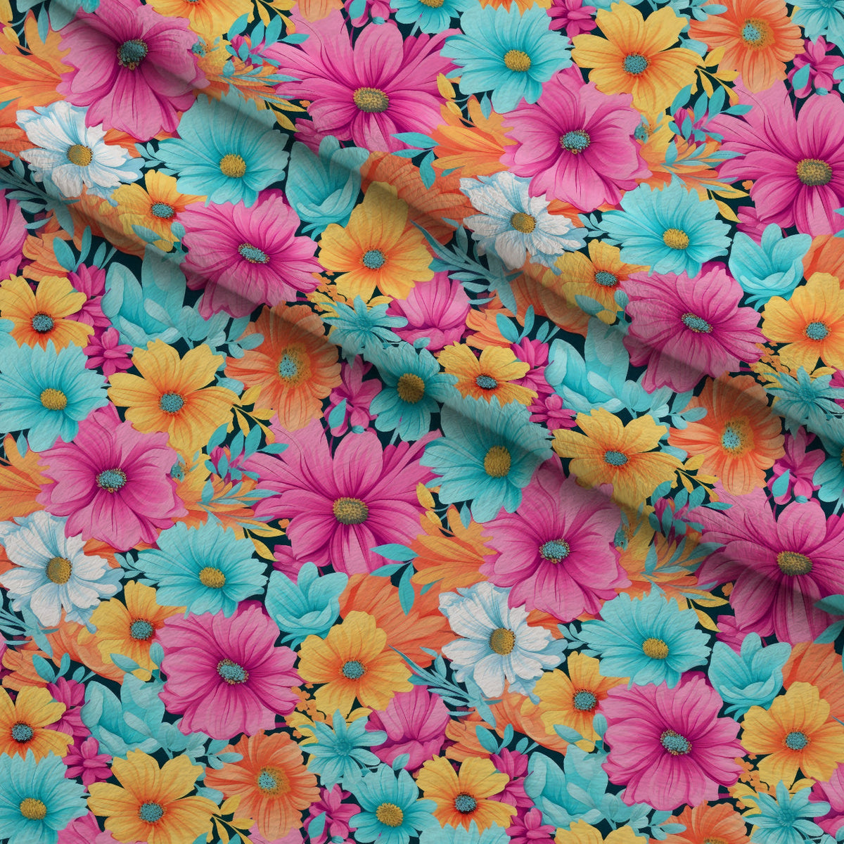 Bright Summer Blooming Flowers 3 Minky Fabric