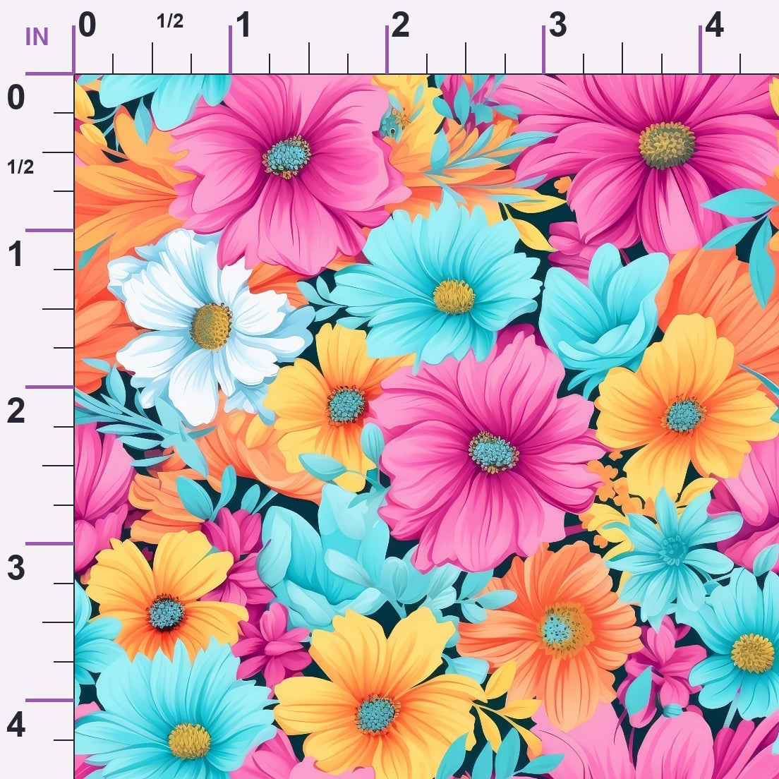 Bright Summer Blooming Flowers 3 Minky Fabric