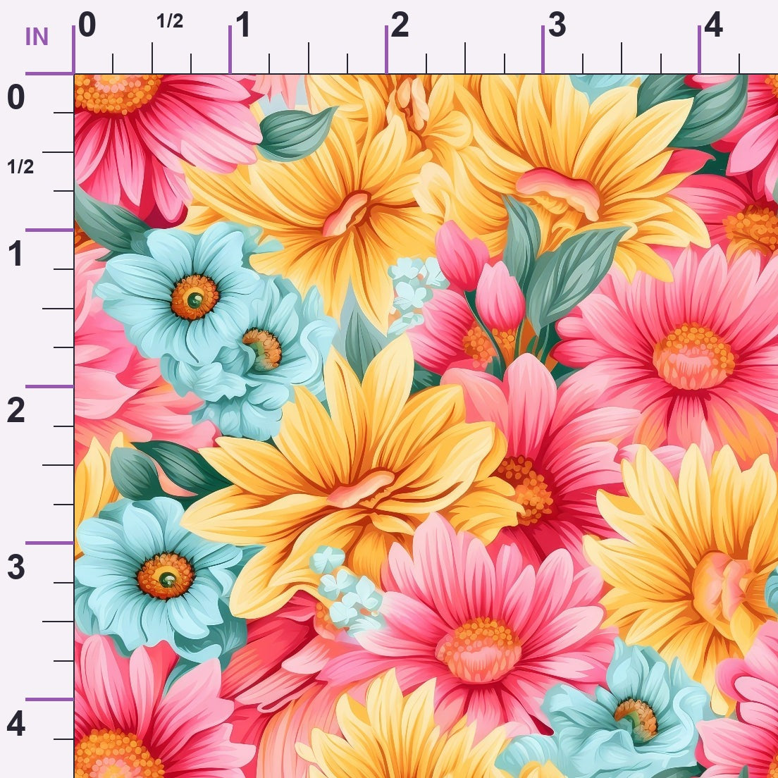 Bright Summer Blooming Flowers 4 Minky Fabric
