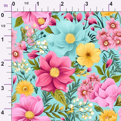 Bright Summer Blooming Flowers 6 Minky Fabric