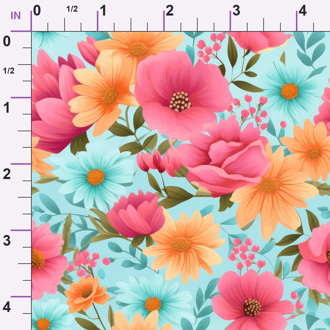 Bright Summer Blooming Flowers 8 Minky Fabric