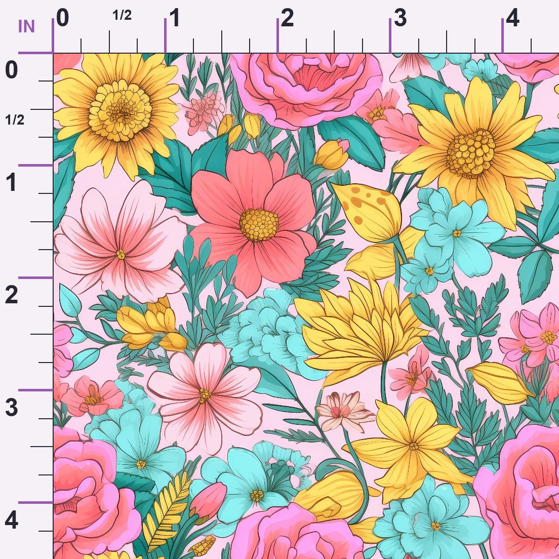 Bright Summer Blooming Flowers 9 Minky Fabric