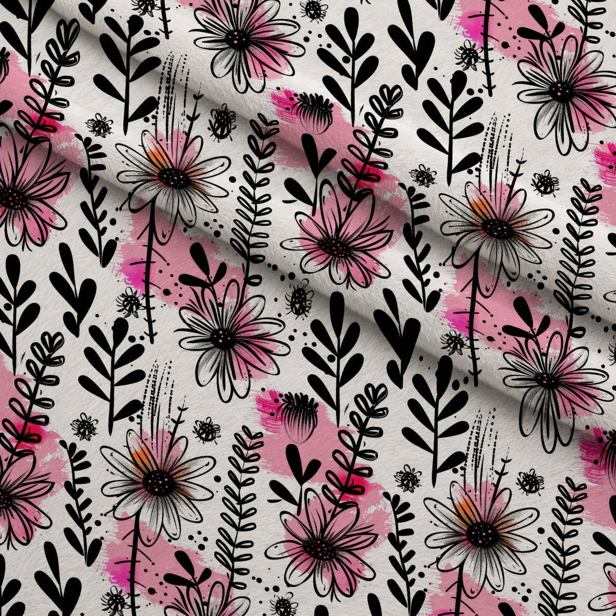 Brushstroke Blooms Pattern 5 Minky Fabric