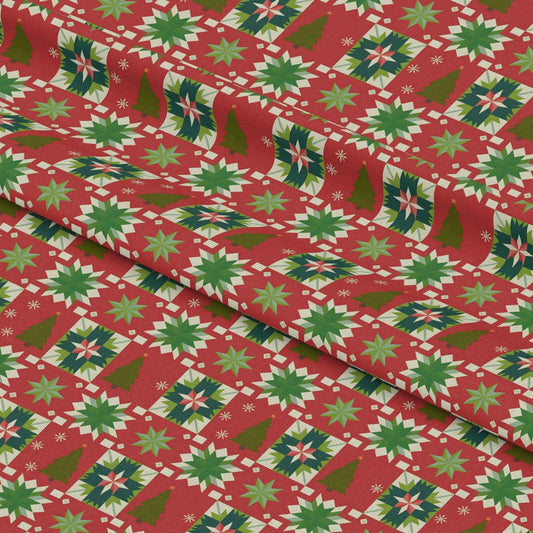 Scandinavian Folk Christmas Pattern 12 Quilting Cotton Fabric