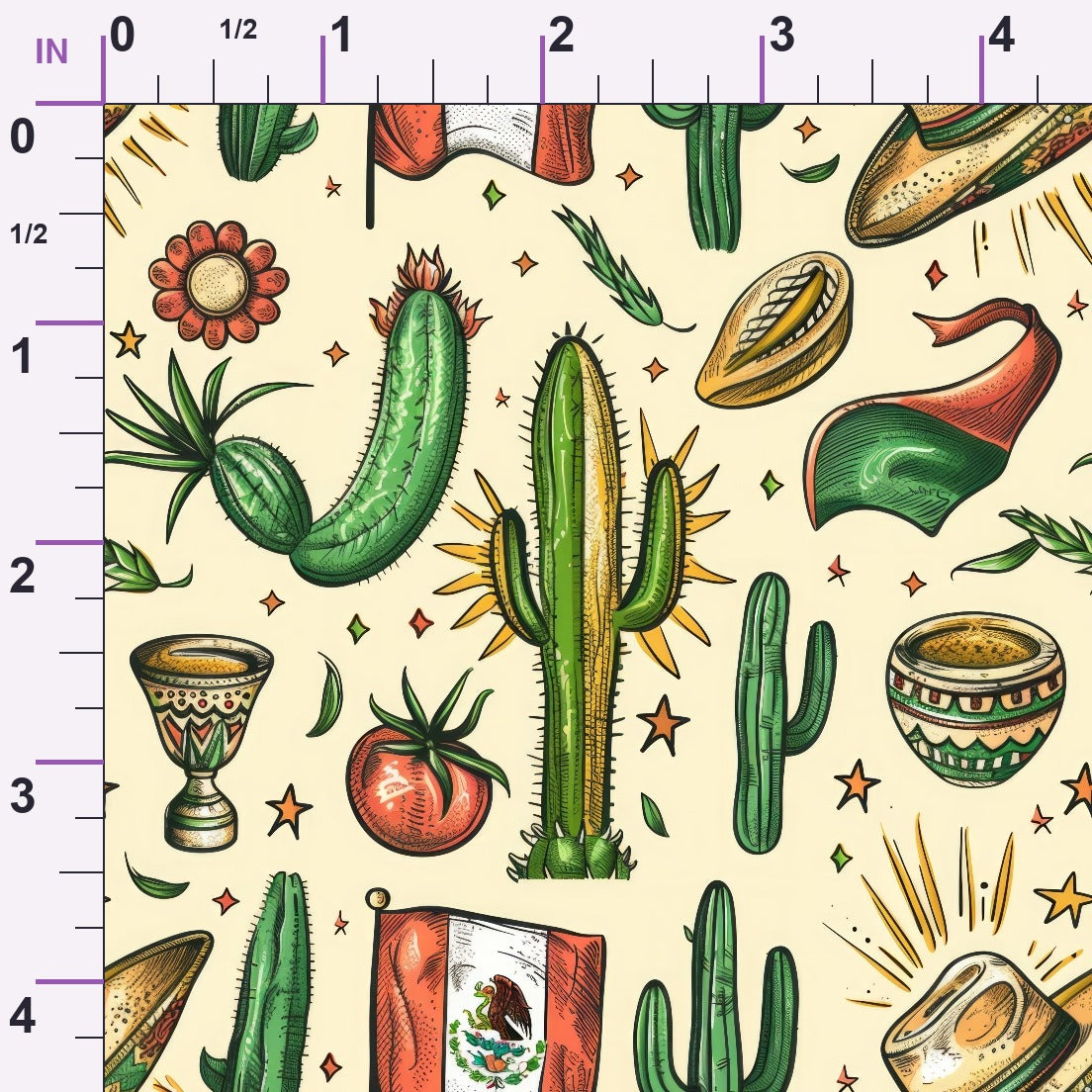 Cactus Fiesta Pattern 24 Minky Fabric
