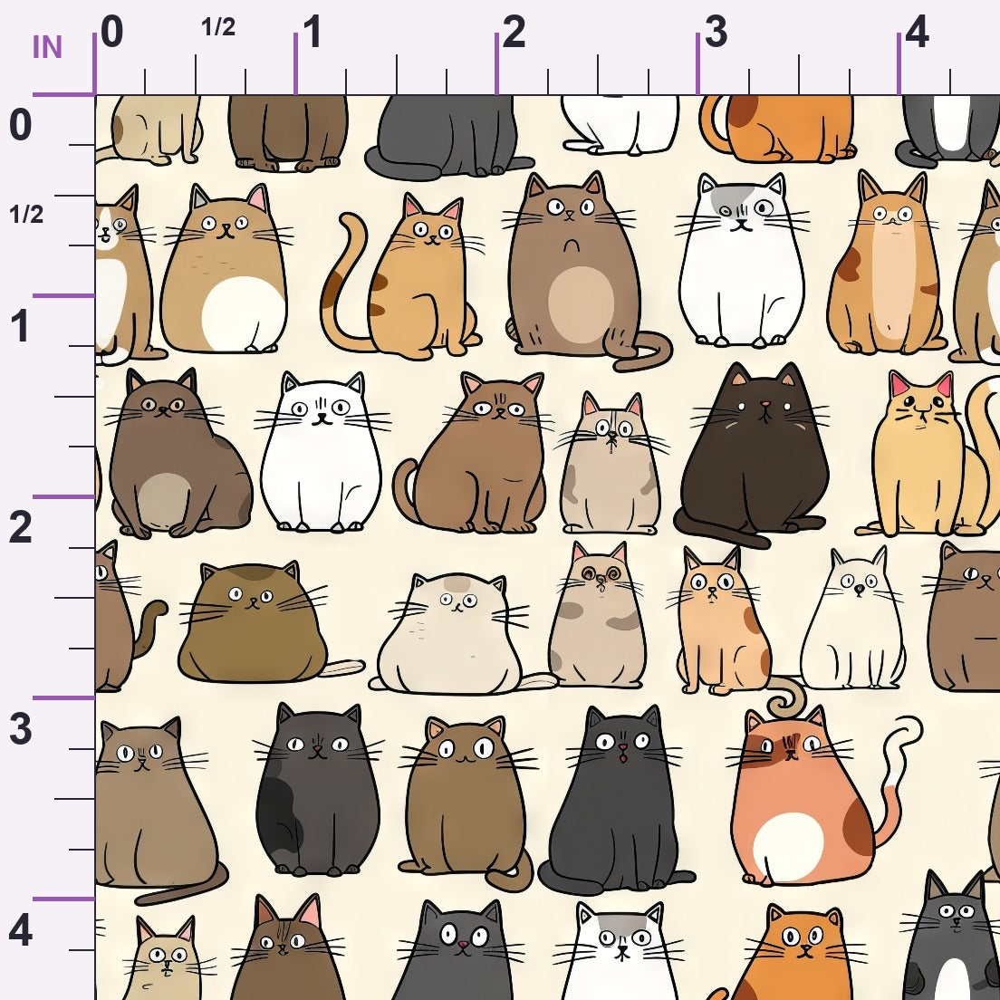 Cartoon Fat Cats Minky Fabric