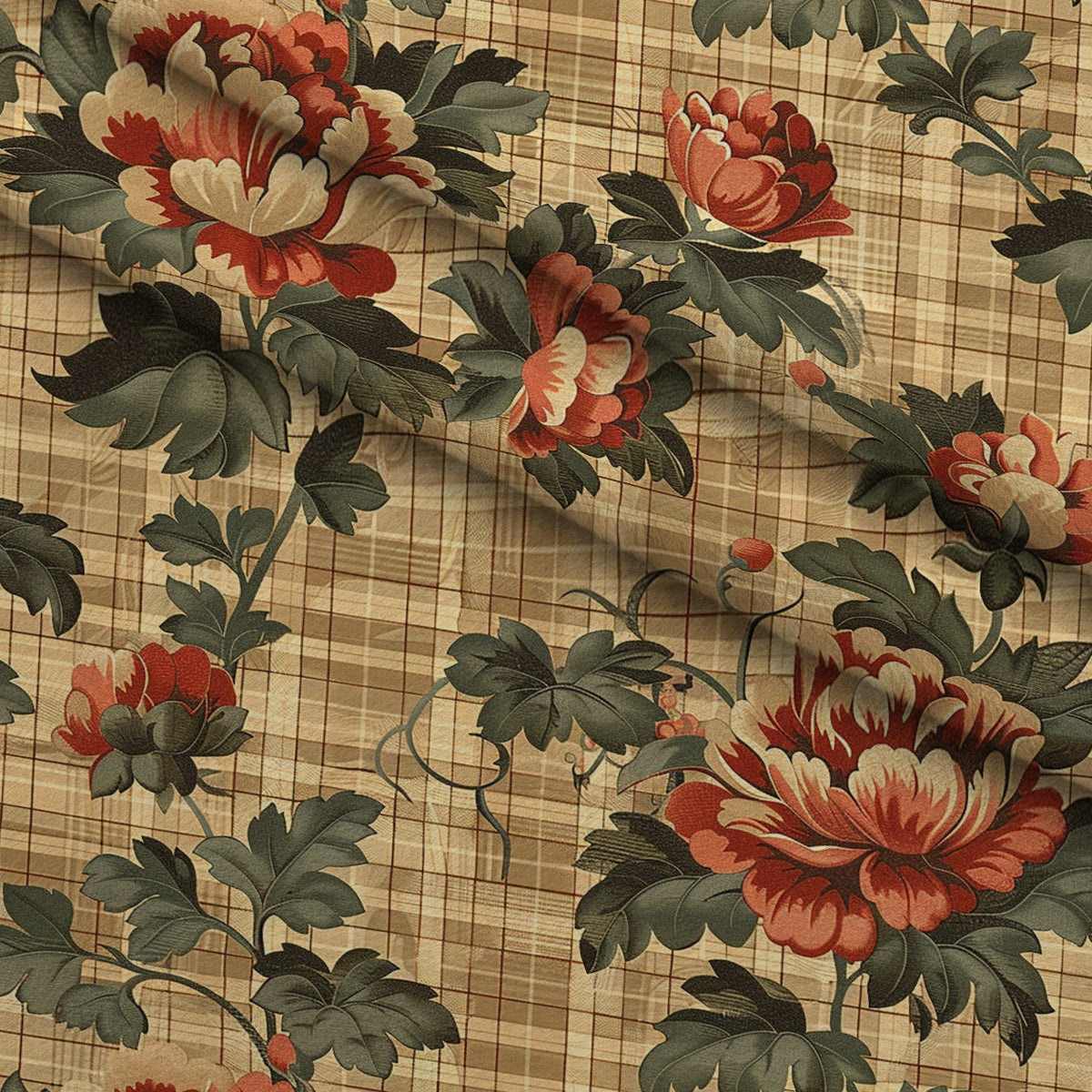 Checkered Blooms Pattern 1 Minky Fabric