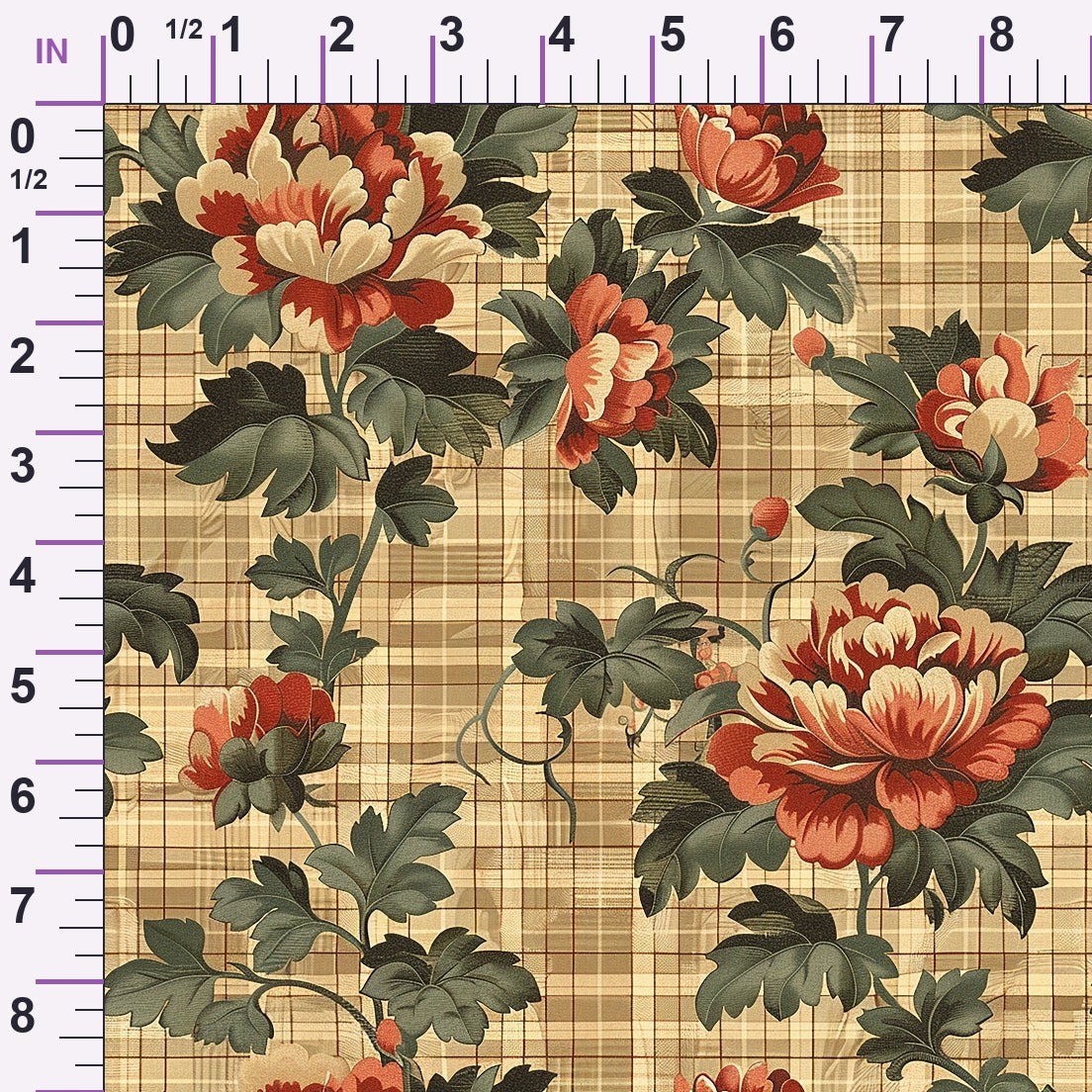 Checkered Blooms Pattern 1 Minky Fabric