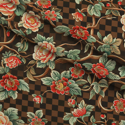 Checkered Blooms Pattern 2 Minky Fabric
