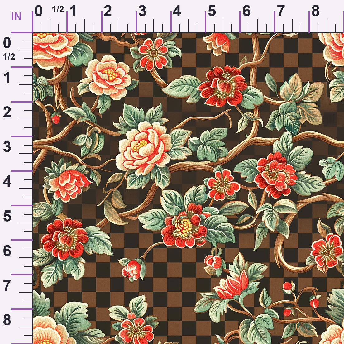 Checkered Blooms Pattern 2 Minky Fabric