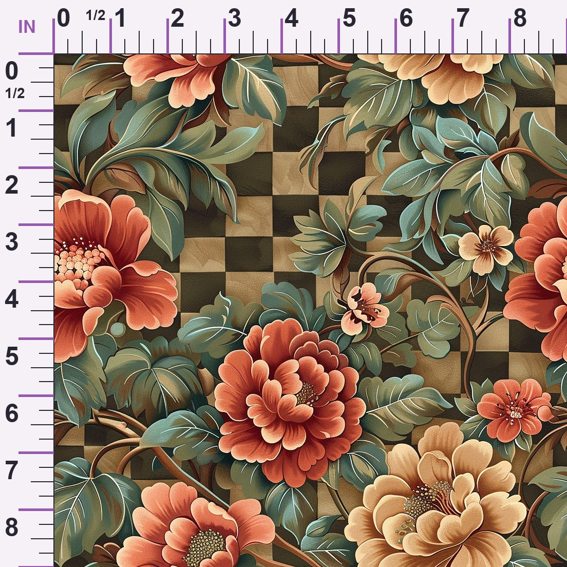 Checkered Blooms Pattern 3 Minky Fabric
