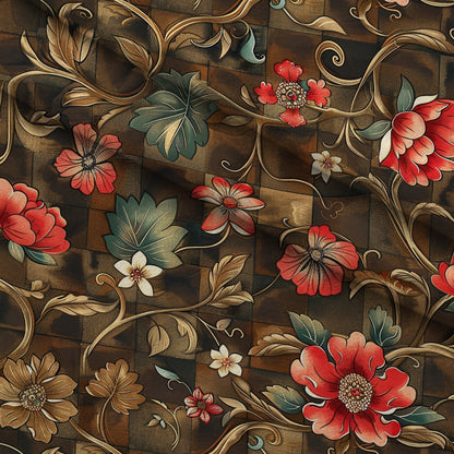 Checkered Blooms Pattern 4 Minky Fabric