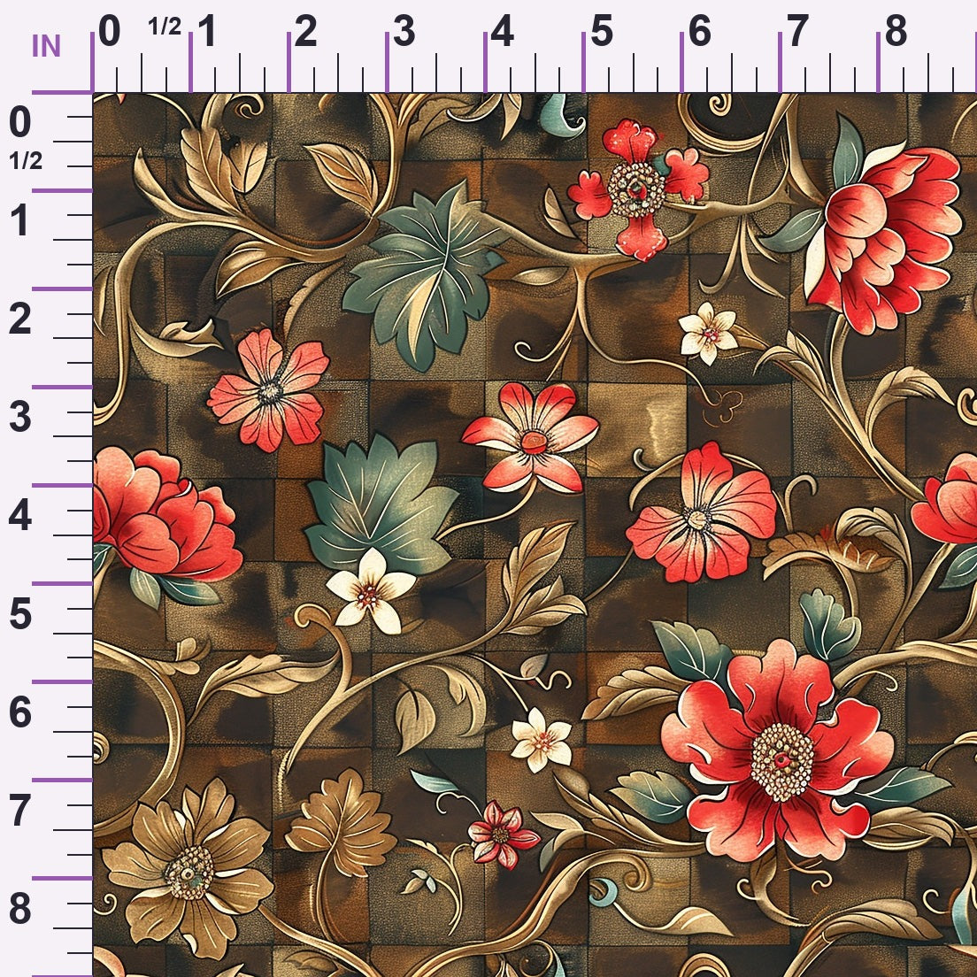 Checkered Blooms Pattern 4 Minky Fabric