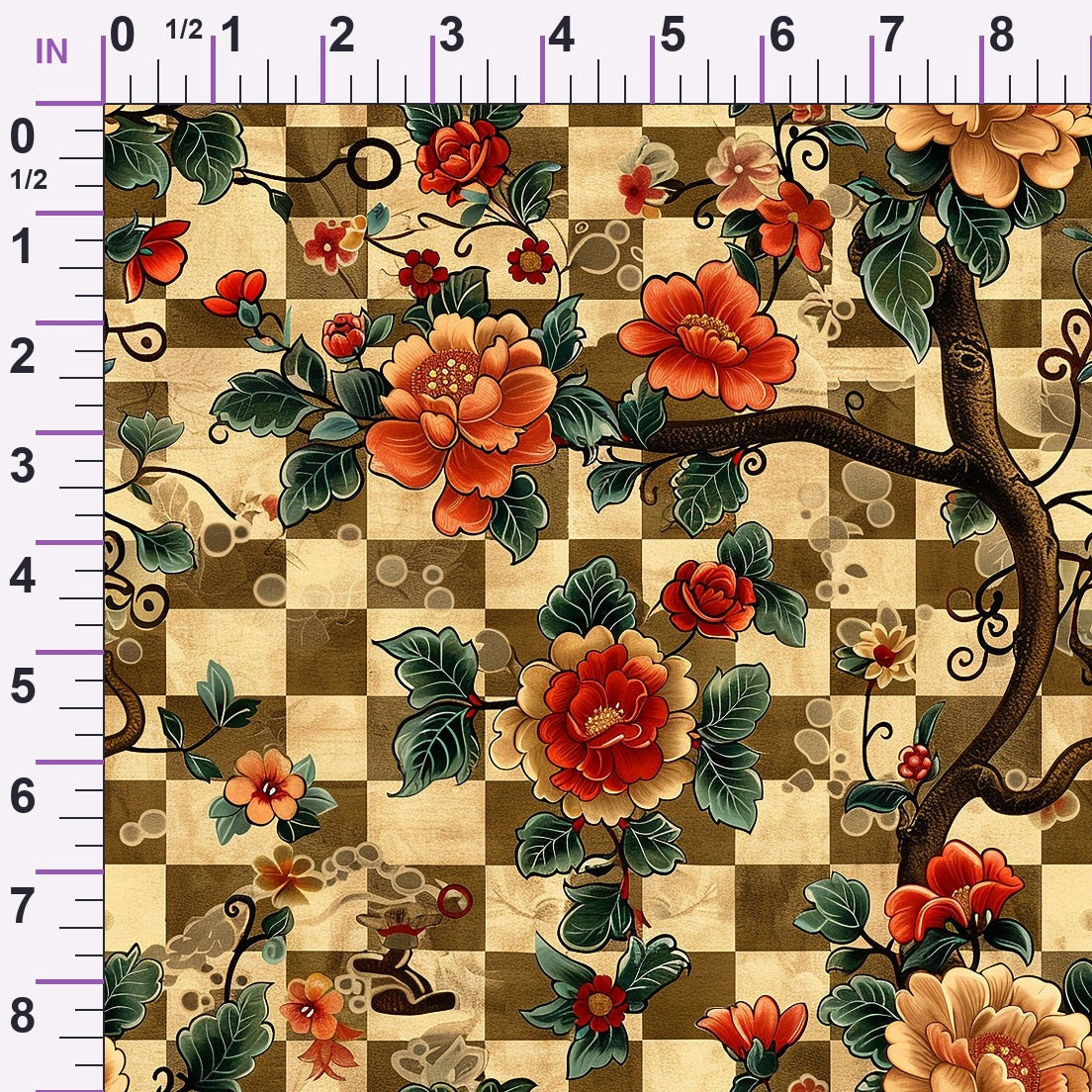 Checkered Blooms Pattern 5 Minky Fabric
