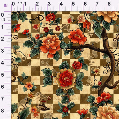Checkered Blooms Pattern 5 Minky Fabric